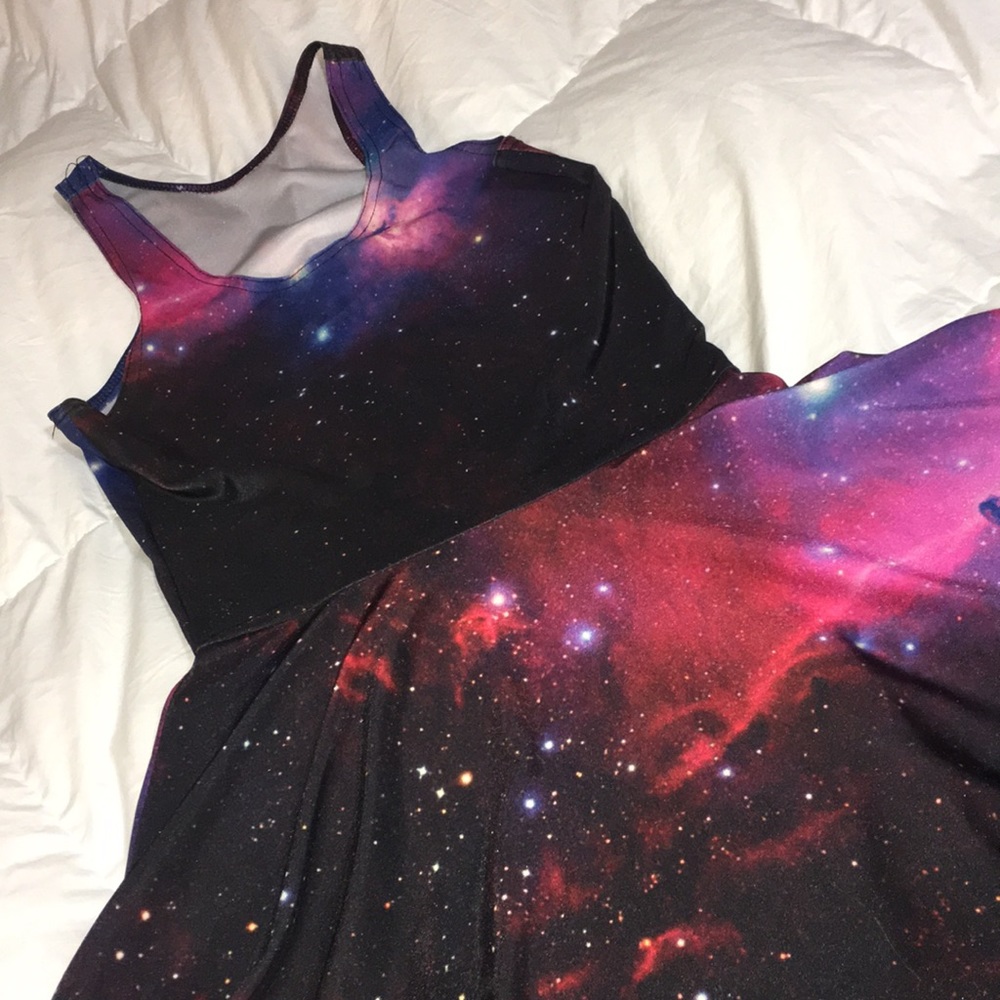 Galaxy print skater dress